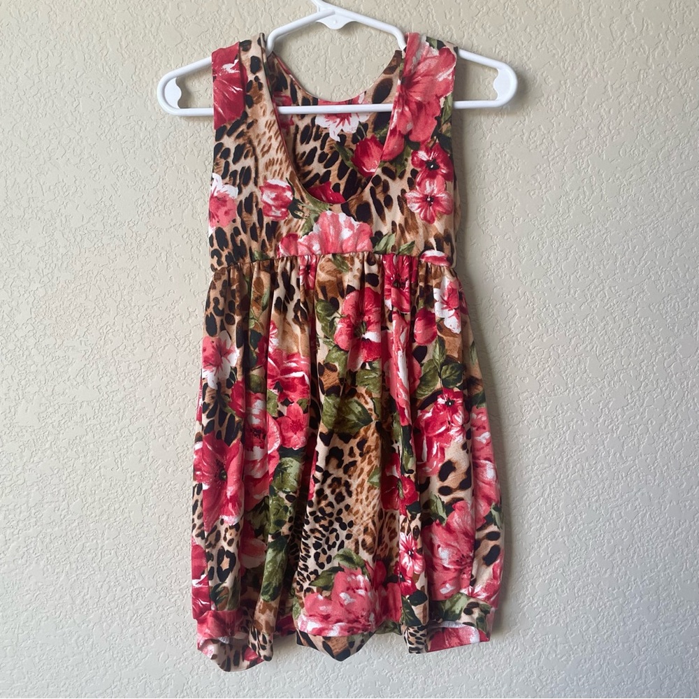 Floral Leopard Print Kids Small Shop Romper, Size 3T - Picture 6 of 6